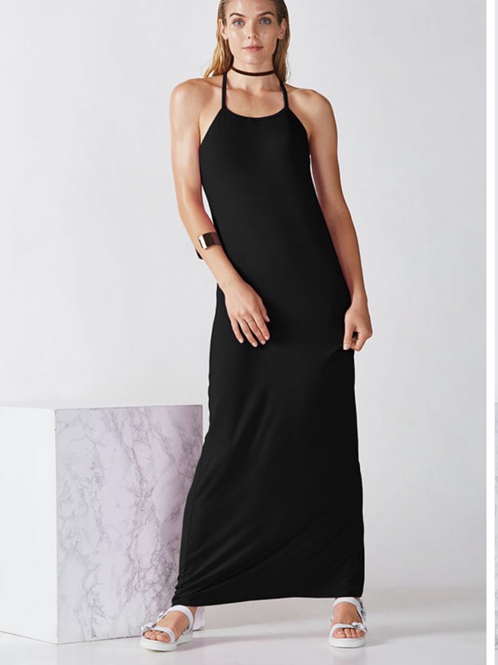 Fabletics Black Halter-Neck Maxi Dress